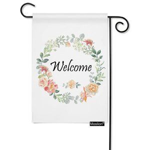 SKU-09-12.5 x 18 Inch Floral Wreath Welcome Garden_